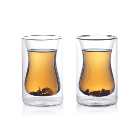 Eparé Turkish Tea Cups Set of 2 – 6 oz Double Wall Glass Coffee Mugs – Clear Insulated Borosilicate Tea Glasses for Latte, Espresso, Cappuccino – Turkish Tea Set, Microwave and Dishwasher Safe
