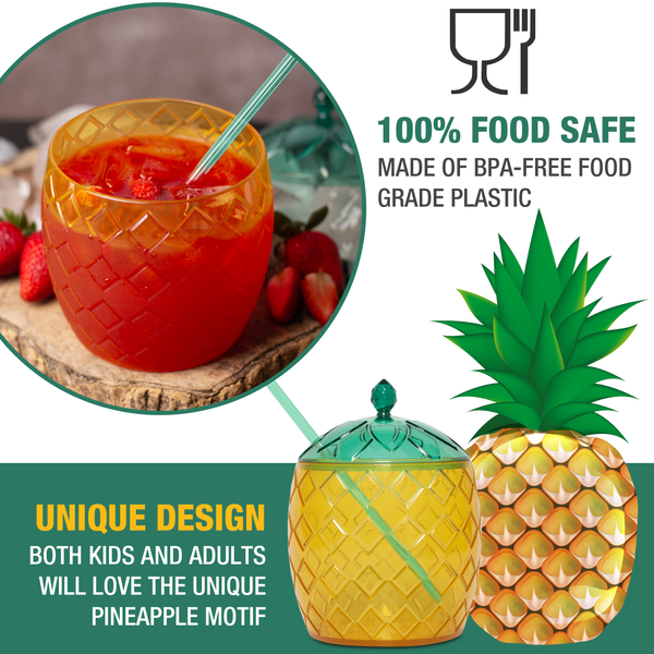 Brilliant - Pineapple Cocktail Glass Cup with Straw and Removable Lid, –  Wine And Tableware